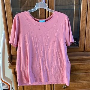 Jennifer Moore Pink Tee - Women’s Size Large       tops top t-shirt shirt sleeve